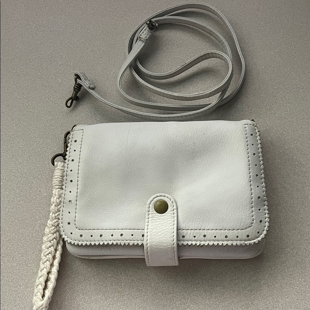 Elegant White Leather Crossbody Bag